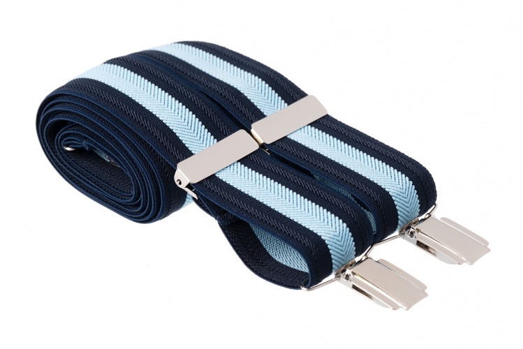 Skinny Elastic Navy Striped Trouser Braces Clip On // Bretelle elastiche regolabili fatte a mano Accessori Cinture e bretelle Bretelle 